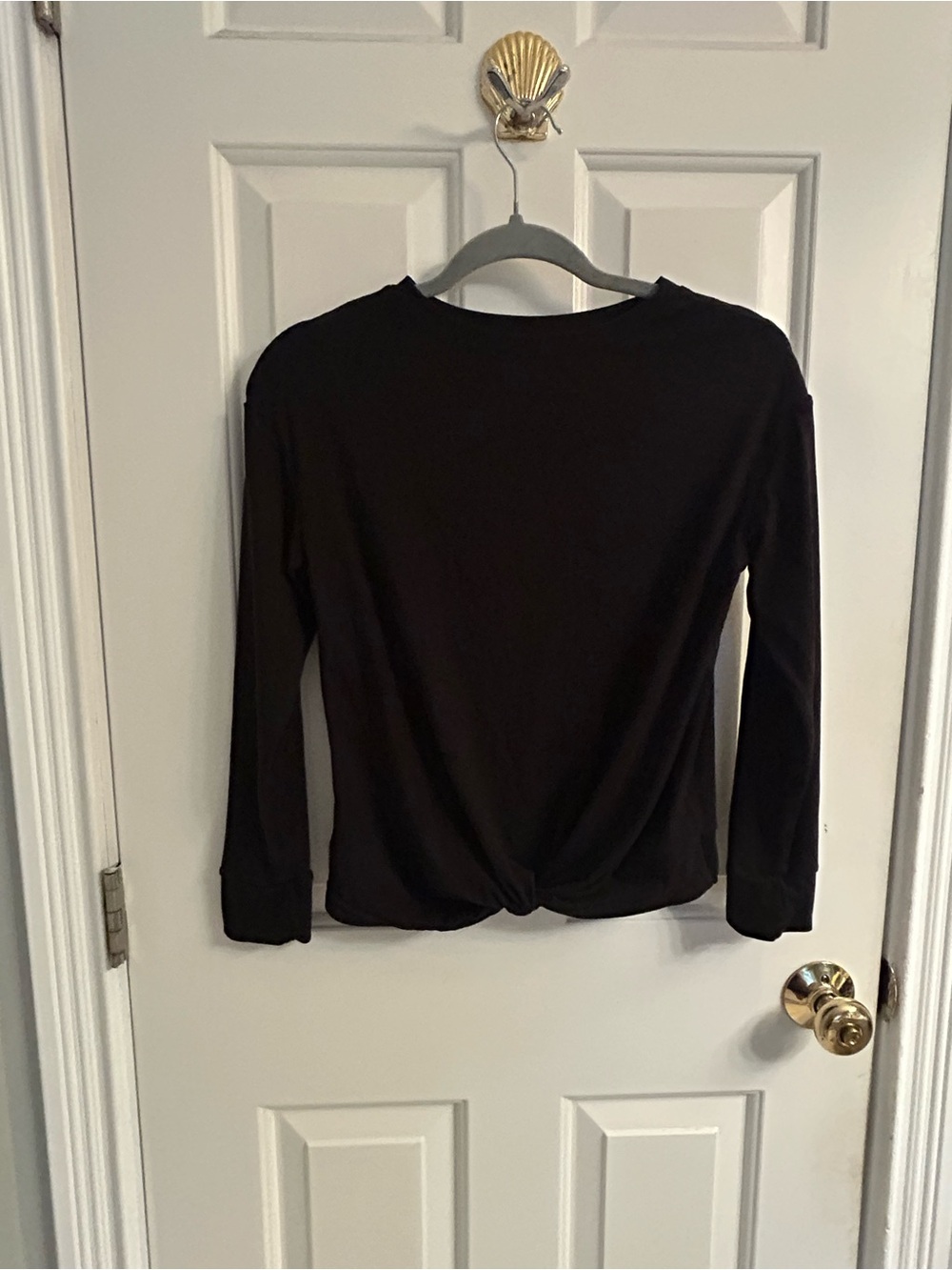 Girls Copper Key Black Long-Sleeve Twist Front Top
